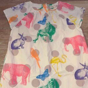 VHTF Mini Boden Girls 6/7 Lined Animal Zoo Bunny Colorful Dress SO UNIQUE